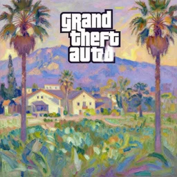 grand theft auto ( gta ) landscape in the style of monet, trending on artstation