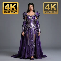 full body photo of a beautiful warrior queen wearing amethyst encrusted armour, highly detailed, 4 k, hdr, smooth, sharp focus, high resolution, award - winning photo