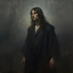 the soul of a hero wandering the afterworld. atmospheric lighting. detailed matte portrait painting by greg rutkowski.