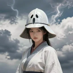 portrait of a girl with samurai helmets in the style of ghost in the shell, calm, fantasy character portrait, dynamic pose, above view, sunny day, thunder clouds in the sky, artwork by jeremy lipkin and giuseppe dangelico pino and michael garmash and rob rey and greg manchess and huang guangjian and makoto shinkai, very coherent asymmetrical artwork, sharp edges, perfect face, simple form, 1 0 0 mm