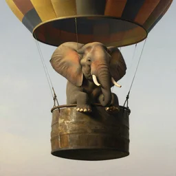 elephant sitting in a hot air balloon by johannes vermeer