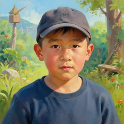portrait painting ofa 4 2 - year - old middle - aged, robust, simple and honest ， wearing a cap, like tony leung chiu - wai by wenjun lin, irakli nadar, bright colors, octopath traveler, wenjun lin, unreal engine 5 highly rendered, global illumination, radiant light, detailed and intricate environment