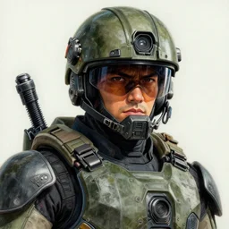 a highly detailed portrait of master chief, drawn by yoji shinkawa, sci fi art, trending on artstation