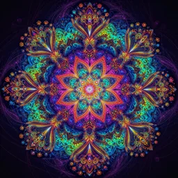 vibrant chromatic crystal psychedelic plant ritual cymatics intricate highly detailed symmetrical mandelbulber fractal, cinematic poster colorful and vivid pattern