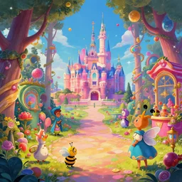 photo of main room whimsical fairy wonderland vibrant colors candyland wonderland by artgerm and greg rutkowski and magali villeneuv art beeple, by thomas kinkade hearstone league of legends dofus beatrix potter