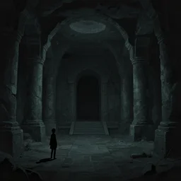 underground dark ancient temple cavern, no people, silent, scenery matte painting concept art, cell shaded, trending on behance,  artstation, by Greg Rutkowski, Cushart Krentz and Gilleard James Jesper Ejsing, by RHADS and Makoto Shinkai and Lois van baarle and ilva kuvshinov and rossdraws