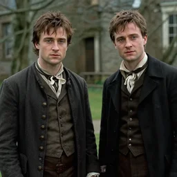 daniel radcliffe and elijah wood in a horror movie set in the 1 8 0 0's, high quality screengrab 4 k cinematic