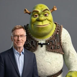 shrek ogre that looks like bryan cranston as walter white from breaking bad with goatee, wearing bowler hat and sunglasses
