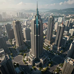 an epic 3 d render of a massive cyberpunk elite estate building district, by famous 3 d modeller, trending on artstation