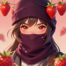 Strawberry Ninja, high fantasy, detailed face, artstationhd, trending on artstation