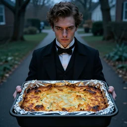 tinfoil baking. the tinfoil locks the flavor inside. victorian gentleman, intense stare, aesthetic, dope recipe, by daniel f. gerhartz, dramatic cool vibes, pathway, 4 k, nocturne, by julia christian schloe, wrap figure in tinfoil, bake at 3 5 0 f for 3 0 minutes or until golden brown, excellent composition,