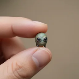 a finger touching a tiny weird extraterestrial thing