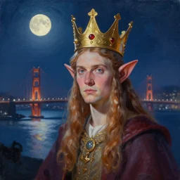 🧝👑🌌🌉🌕💮, realistic painting, high definition, digital art, matte painting, very detailed, realistic
