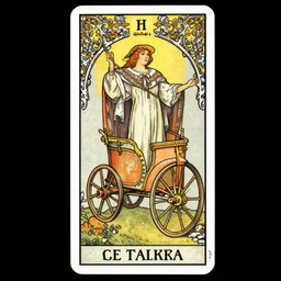 the charriot tarot card illustration in art nouveau style