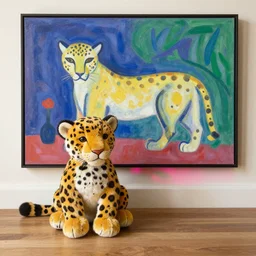 a beautiful painting lovely toy leopard, by henri matisse and murakami takashi painting, lumion render