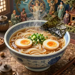 highly detailed bowl of lucrative ramen, stephen bliss, unreal engine, fantasy art by greg rutkowski, loish, rhads and lois van baarle, ilya kuvshinov, rossdraws, tom bagshaw, alphonse mucha, global illumination, detailed and intricate environment