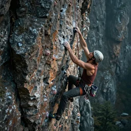 rock climbers climbing a rock, an epic fantasy, dramatic lighting, cinematic, extremely high detail, photorealistic, cinematic lighting, matte painting, artstation, by simon stalenhag, horizon forbidden west