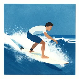 a surfer riding a rip curl, an illustration of by laszlo moholy - nagy, behance, sosaku hanga, cyanotype, photoillustration, calotype