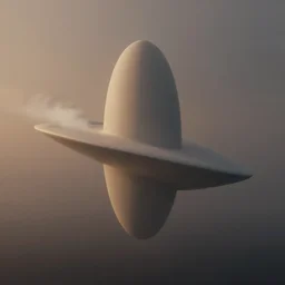 concept art render of a single distant massive beautiful neo - futuristic matte surface symmetrical elongated oval monolith emerging from fog at dusk by ilm and denis villeneuve and emmanuel shiu and zaha hadid, trailing white vapor, architectural scale, hazy dark background, simplified beautiful form, hyperrealism, neutral tones, matte painting, volumetric, trending on artstation, cgsociety, rendered in octane