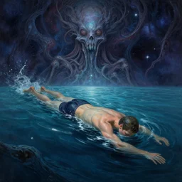 uma thurman swimming in the ocean depths, cosmic horror painting, elegant intricate digital painting artstation concept art by mark brooks and brad kunkle detailed
