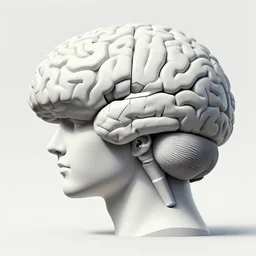 a statue constructing a mind / brain piece by piece, highly detailed, artstation, smooth, sharp focus, clean shaped illustration by kim jung gi, mc escher, leonardo davinci