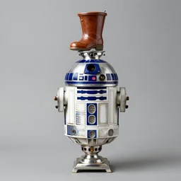 russian samovar with a boot at the top inspired by r 2 d 2