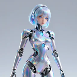 iridescent hologram buster girl, holography, cybernetics parts, neon iridescence, glowing neon, luminescence, cinematic lighting, highly detailed, by cedric peyravernay, by maciej kuciara, uhd 8 k, shallow depth of field