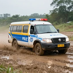 police 🚜 speeding in mud