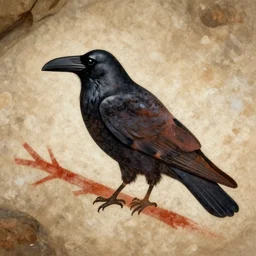 raven - shaman, prehistoric cave painting