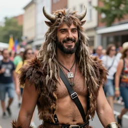 vigo the carpathian in a gay pride parade, portrait, trending on artstation, style of artgerm