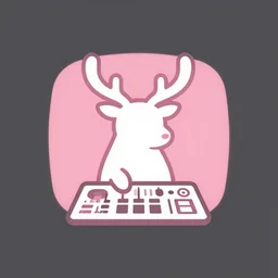 minimalist logo icon for a reindeer playing an akai mpc - 6 0, victo ngai, kilian eng, pink and white color scheme artstation