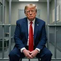 donald trump in a prison cell, professional photo