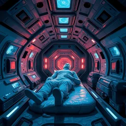 frozen human inside a hypersleep chamber in a spaceship hall, cryosleep, spaceship starship mothership mass effect avatar alien andromeda highly detailed wallpaper 3 d pixar disney digital cgi rtx hdr painting bioluminance alena aenami ridley scott artworks in 4 kby jesper ejsing, feng zhu and loish beeple, by thomas kinkade