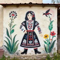 transylvanian folk art, in the style of graffiti, made by lady aiko