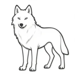 wolf template base lineart, full-body view, simple, no color, coloring book style, high quality, HD, 8K