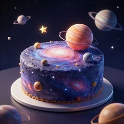 A space universe cake, stars, planets, realistic, unreal render, unreal engine 5, octane, high definition, behance, artstation
