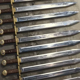 close - up detailed illustration of wall made of repeating sword blades laid together, trending on artstation, digital art ( by jesper ejsing ) ( by clint cearley ) ( by raluca marinescu ) ( by brad rigney ) ( by artur treffner ) ( by joseph meehan ) ( by victor adame ) ( by anna steinbauer )