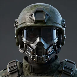 military headgear helmet soldier nano tech mechanical mask vision future sharp crisp front view concept art trending on artstation digital paint 4 k render unreal engine digital painting