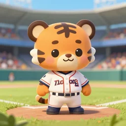 cute little anthropomorphic tiger wearing a baseball uniform in a sports stadium, tiny, small, short, cute and adorable, pretty, beautiful, dnd character art portrait, matte fantasy painting, deviantart artstation, by jason felix by steve argyle by tyler jacobson by peter mohrbacher, cinema