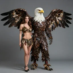 half eagle - half woman, man costume, long feathers
