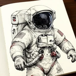 sketchbook retro astronaut ink drips, magnificent, close up, details, sharp focus, elegant, highly detailed, illustration, by jordan grimmer and greg rutkowski, intricate, beautiful, trending artstation, pixiv, digital art