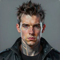 portrait painting of a cyberpunk conor oberst, sharp focus, award - winning, trending on artstation, masterpiece, highly detailed, intricate. art by josan gonzales and moebius and deathburger
