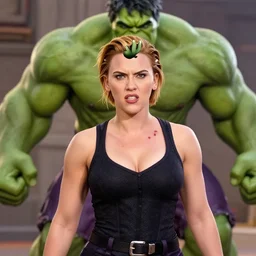 angry muscular scarlett johansson as bill bixby hulk transformation