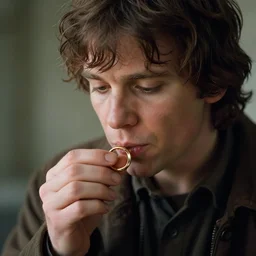frodo eating the one ring, ultra realistic, hasselblad photo, closeup, artstation