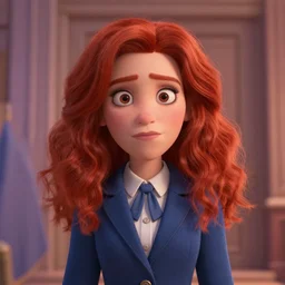 in this new still from pixar movie the president a seemingly deranged red headed woman stares at the camera 4k