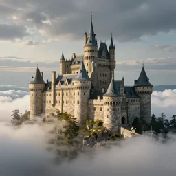 A beautiful conceptual art of a castle in the clouds. multiple exposure, doge by Frits Thaulow, by Shepard Fairey expressive