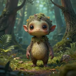 a highly detailed portrait of a tiny humanoid creature in a fantasy forest concept art