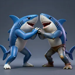 squidward and spngebob wrestling 2 robot sharks painted in the style of rembrandt, octane render, highly detailed