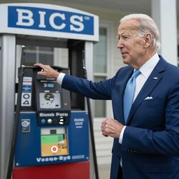 Joe Biden defeating the high gas price monster