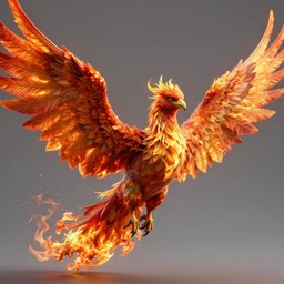 photorealistic rendering of a detailed phoenix with it flaming wings spread 8 k extremely detailed hd hyperrealism unreal engine daz 3 d